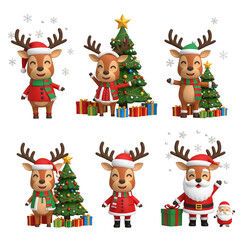 christmas reindeer and santa claus
