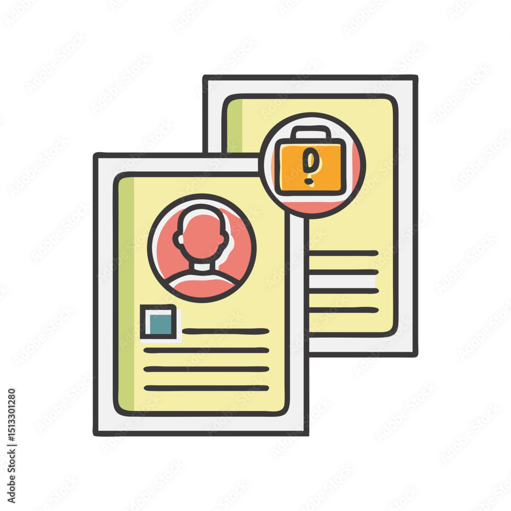 Poster identity documents displaying security lock and alert icon on white background