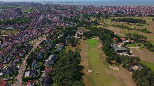Smooth Forward Drone Flight Over Knokke&rsquo;s Golf Course & Villas | FlyLens 4K