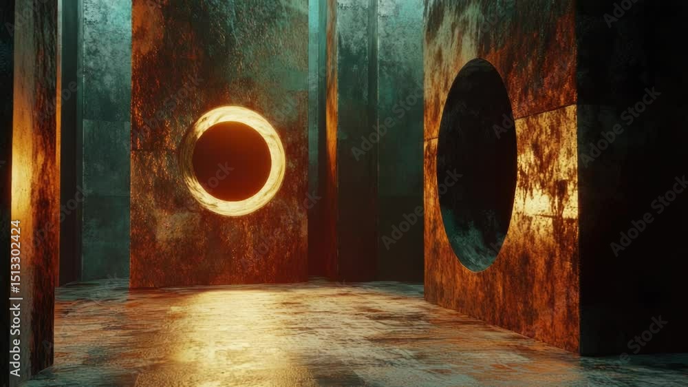 Poster a room with a circular hole in the middle
