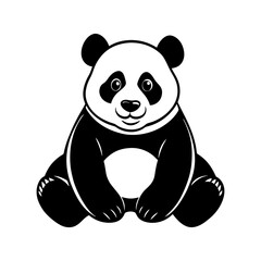 cuddly panda silhouette sitting vector art