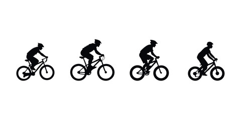 Fototapeta premium Black vector silhouette of a cyclist riding a mountain bike