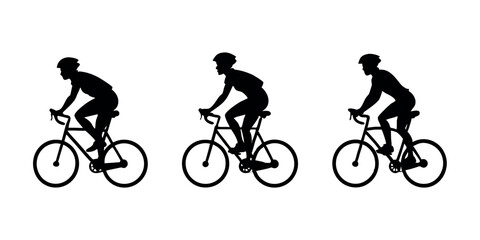 Obraz premium Black vector silhouette of a cyclist riding a mountain bike