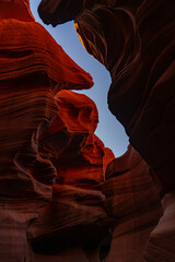 The Navajo Sandstone is a geological formation in the Glen Canyon Group.A slot canyon is a long, narrow channel or drainageway. Lower Antelope Canyon, Page is a city in Coconino County, Arizona