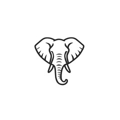 A minimalist black outline logo of an elephant's head and trunk on a white background.