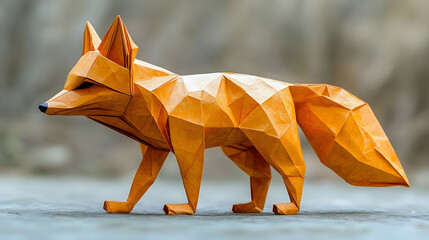 Geometric Origami Fox AI Generative