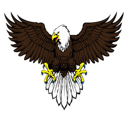 Flying Bald Eagle with Spread Wings – Vector Illustration