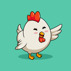 Adorable Chicken Cartoon with Shy Expression
