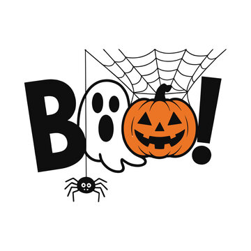 Halloween boo pumpkin ghost spider web design