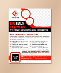 Child safety creative brochure template. Kids protection. Flyer, booklet, leaflet print, cover design with linear icons. Vector layouts for magazines, annual reports, advertising posters