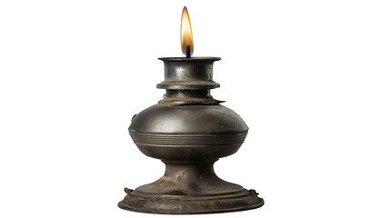 Fototapeta premium Vintage metal oil lamp with wick, isolated on Transparent background