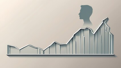 A symbolic graph line descending from left to right over a fading silhouette of a person. The line becomes broken and jagged toward the end symbolizing burnout or depression. Modern