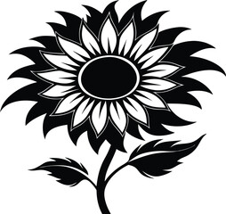 Sunflower Vector, Sunflower Silhouette Clipart Vector Design