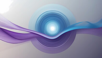 An abstract design of circular flowing lines (representing breath) expanding from a central point. The pattern expands out in soft gradients of blue and purple symbolizing calm and inner peace.