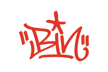Bin graffiti tag in bold red lettering on transparent background. Urban street art style, ideal for eco awareness, city life, and creative graffiti projects with strong urban vibes.
