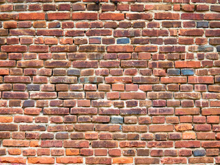Old vintage brick wall. Red brickwork