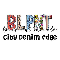Colorful BLPT City Denim Edge Design for Apparel