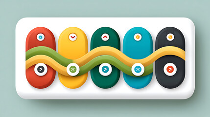 Colorful abstract flow chart with wavy lines and rounded shapes showing progress and connection in modern style