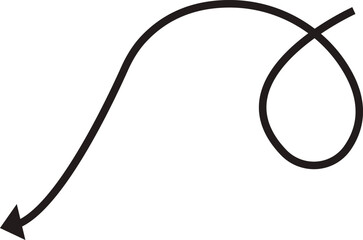 Arrow icon. Hand drawn black line doodle arrow, curve arrow vector. Sketch curved dashed arrows design isolated on transparent background. Direction shape for web and app.