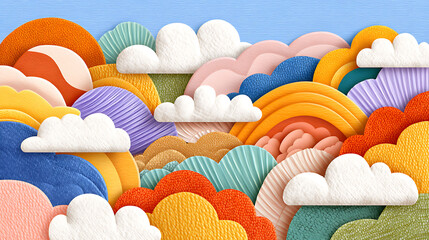 Abstract pastel cloud pattern with soft shapes and textures creating calming mental wellness design