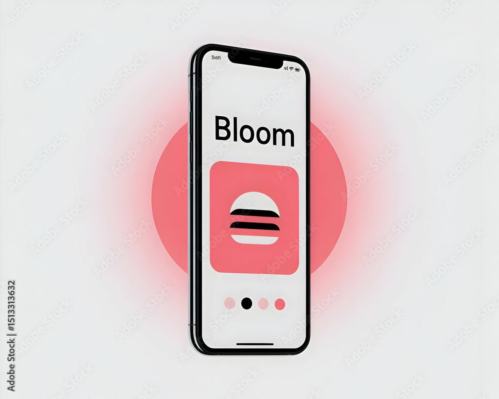 Poster smartphone app displaying bloom food ordering interface