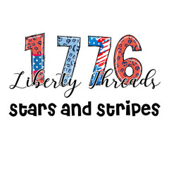 Obraz premium Patriotic 1776 Liberty Threads Stars and Stripes Design Graphic