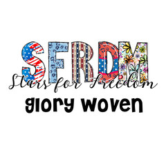Naklejka premium Patriotic Design SERDM Stars for Freedom Glory Woven Graphic Tee