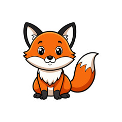 Obraz premium cute baby fox with cute pose flat color vector Illustration