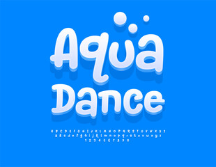 Vector Festive invitation Aqua Dance. Creative Playful Font. Funky 3D Alphabet Letters and Numbers set.