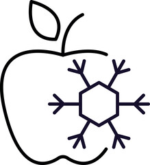 Frozen Apple Outline Linear Sign for Graphic and Web Design, Apps, Adverts, Various Cards