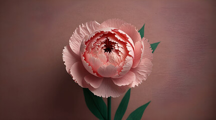 Isolated single paper flower peony made from crepe paper,generative.ai
