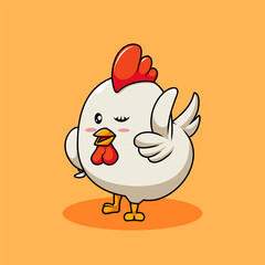 Cute Chicken Mascot Wink