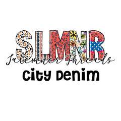 Summer Threads City Denim Graphic Design for Apparel