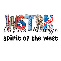 Western Heritage Spirit of the West Design with American Flag and Animal Prints