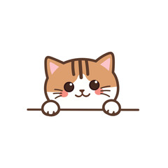 Cute Curious Brown Cat Kitten Cartoon Character Hiding while Peeking