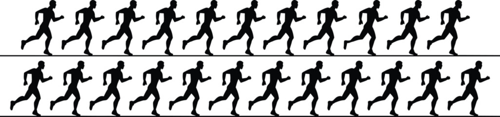 Running Silhouettes Animation Frame Sequence - Fitness and Motion Concept