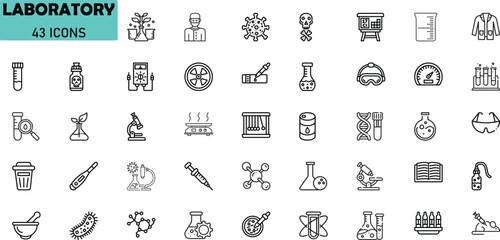 Laboratory Science Icons Set. Chemistry and Research Lab Equipment Vector Pack