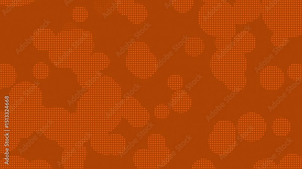 Poster orange color circular dots halftone bubble shapes moving upwards modern design loop able geometrical