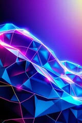 Obraz premium Abstract blue neon geometric low poly background