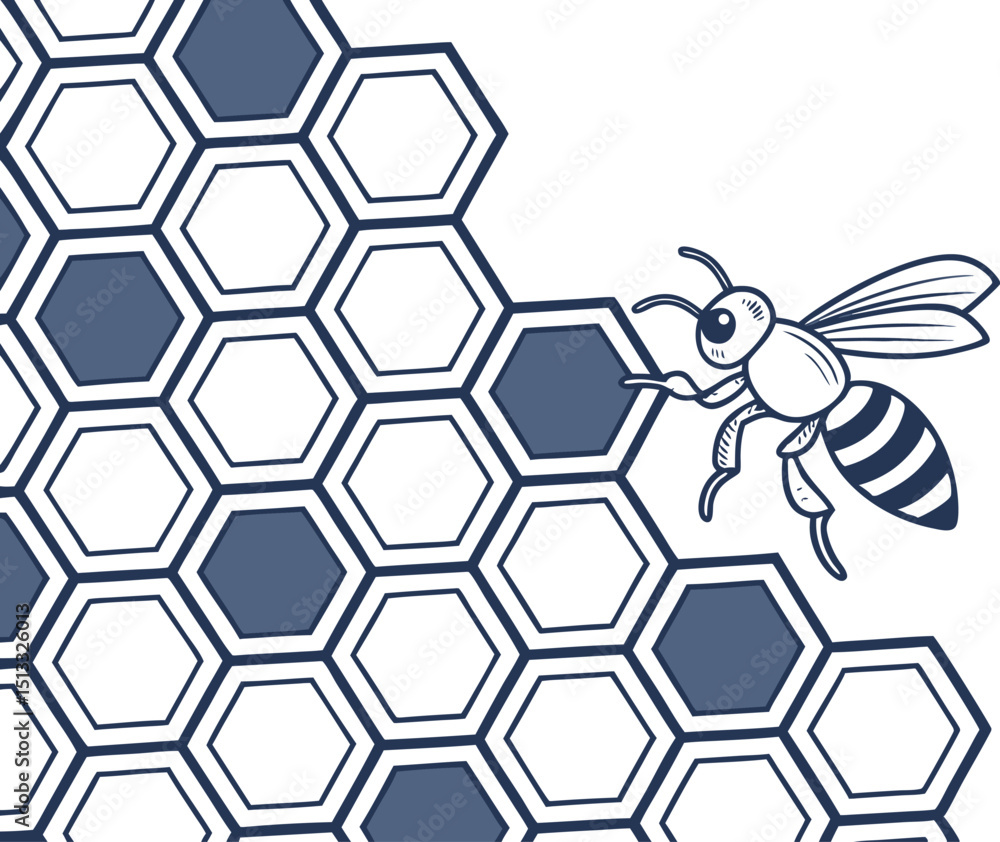Poster honeycomb pattern with busy bee design