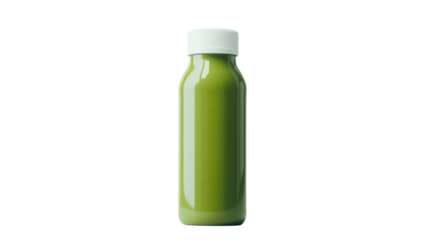 Green juice bottle, healthy beverage, white isolate background
