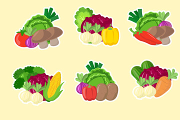 Set of vegetable sticker collection