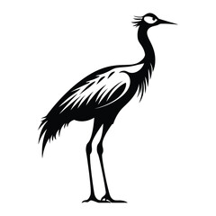 Obraz premium Crane animal silhouette white background