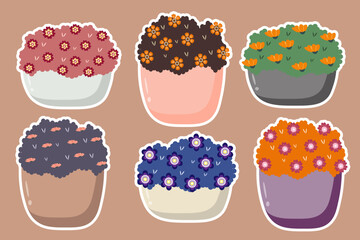 set of spring flower sticker colection