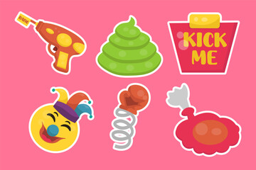  Set of april fool day sticker collection 