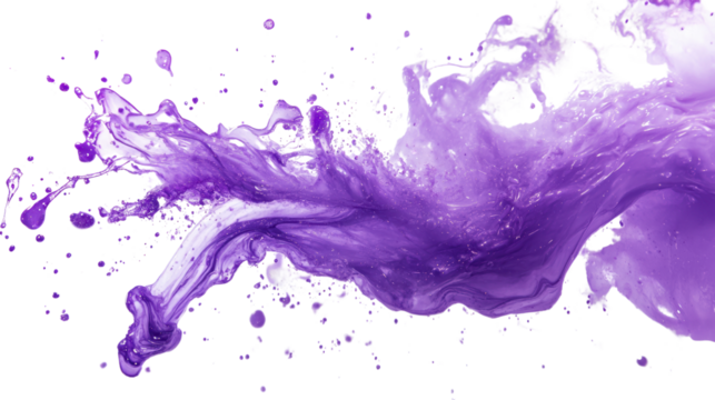 Vibrant purple liquid splash, isolated on black background, perfect for creative projects and designs.