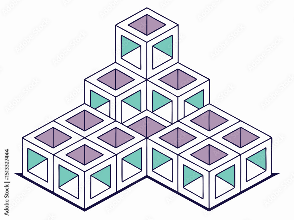 Aufkleber abstract geometric cube structure design