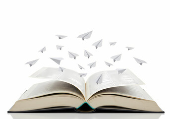 Paper Airplanes Emerging from Open Book