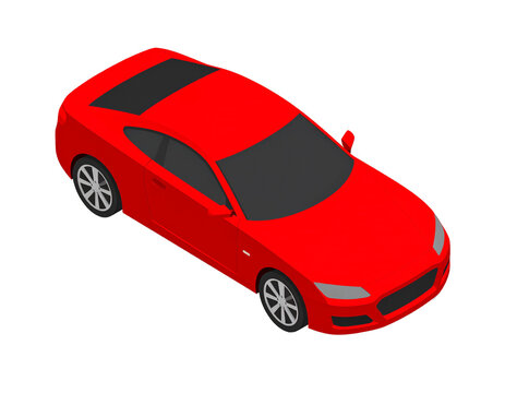 Isometric Icon of Red Sports Car