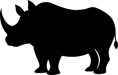 Rhinoceros Silhouette - Black Rhino Outline - Wildlife Animal Sketch